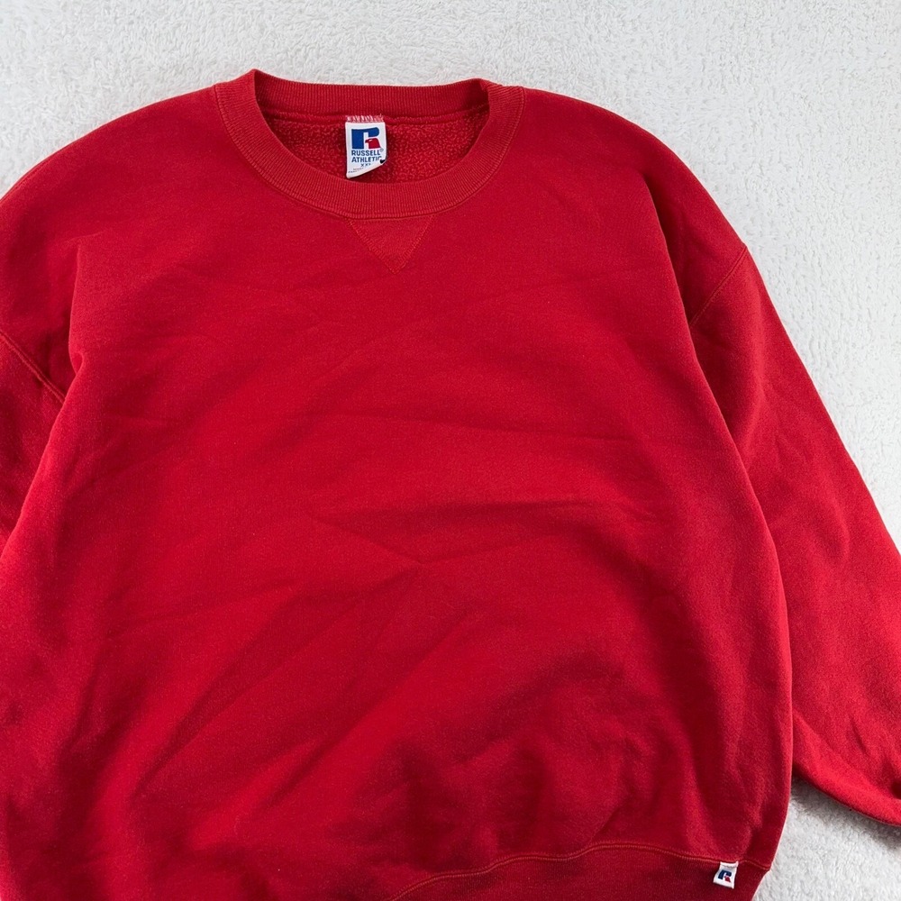 vintage 90s BLANK RED RUSSELL ATHLETIC CREWNECK SWEATSHIRT‎ XL/XXL made in usa